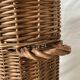 Woven wicker basket, vintage rod holder