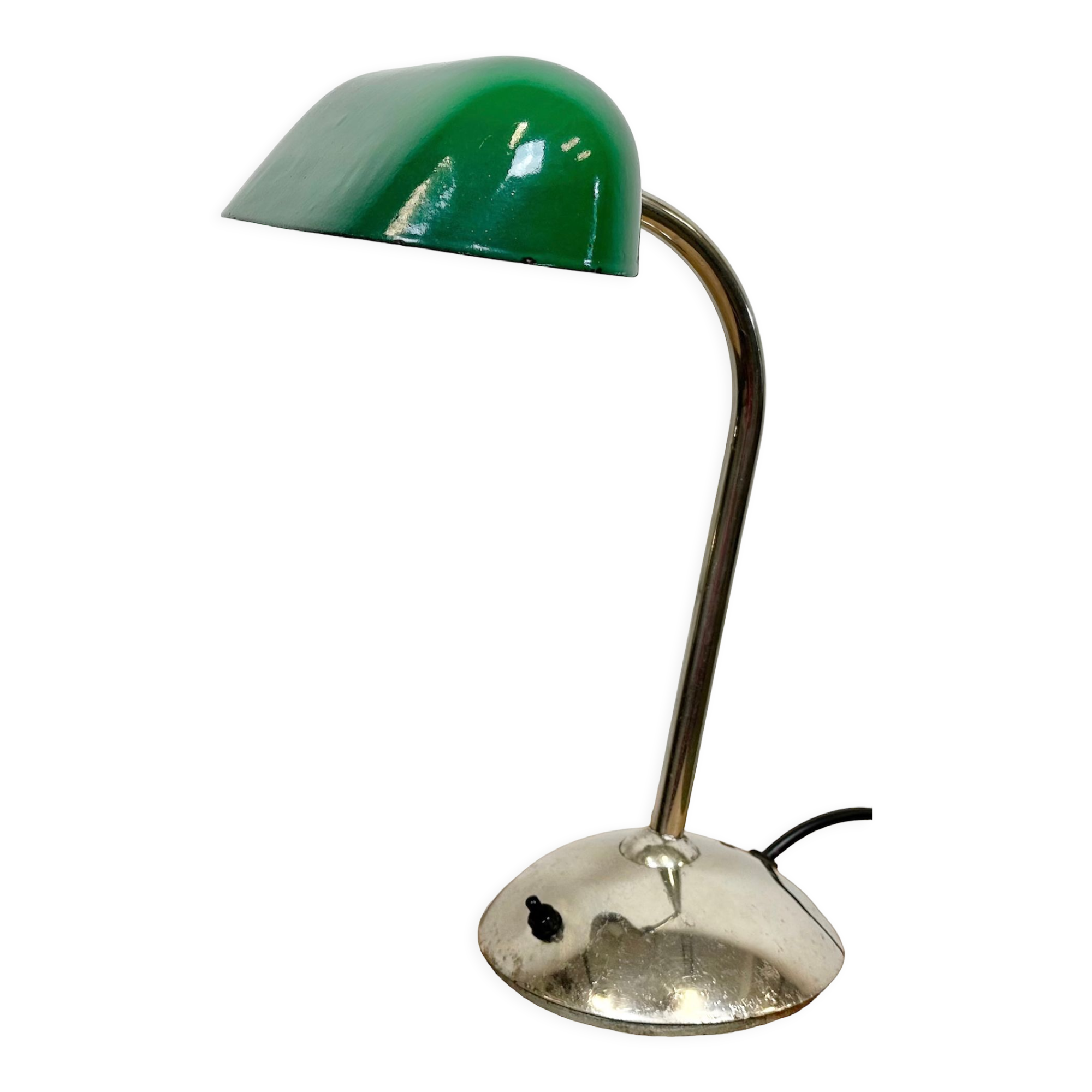 Vintage Green Enamel Bank Lamp, 1950s