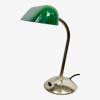 Vintage Green Enamel Bank Lamp, 1950s