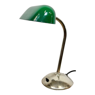 Vintage Green Enamel Bank Lamp, 1950s