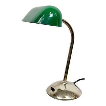 Vintage Green Enamel Bank Lamp, 1950s