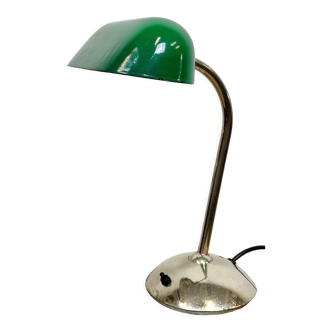 Lampe de banque en émail vert vintage, années 1950