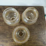Set of 3 vintage amber textured glass globes/shades.