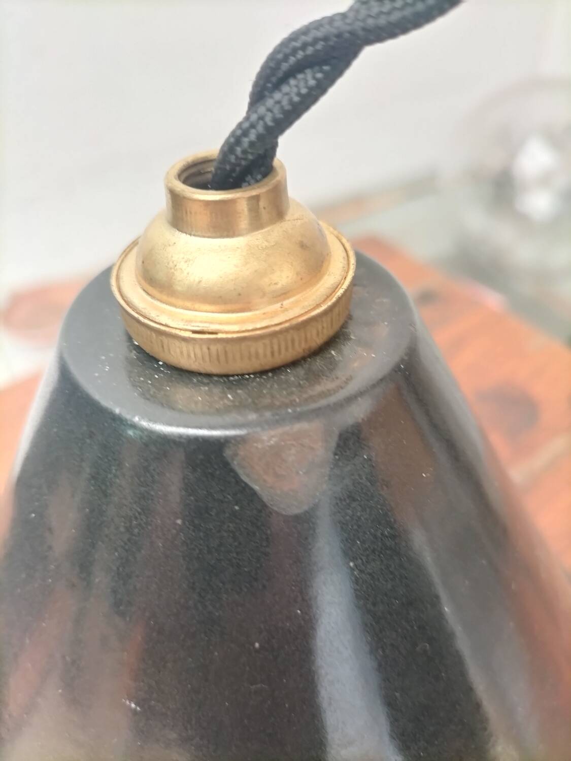 Enamelled sheet metal cone pendant light