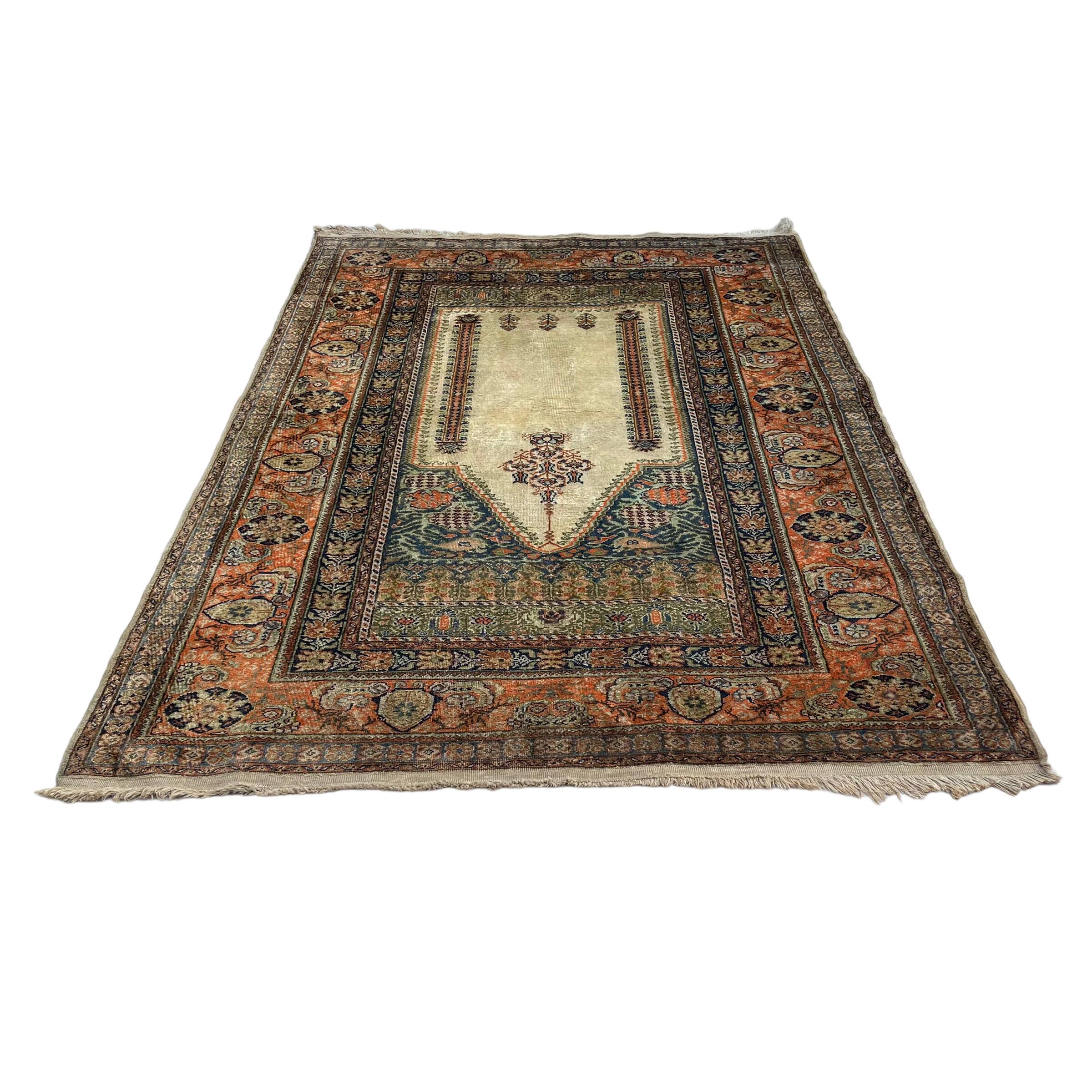 Vintage Turkish Silk & Wool  Rug , 186 x 120 cm