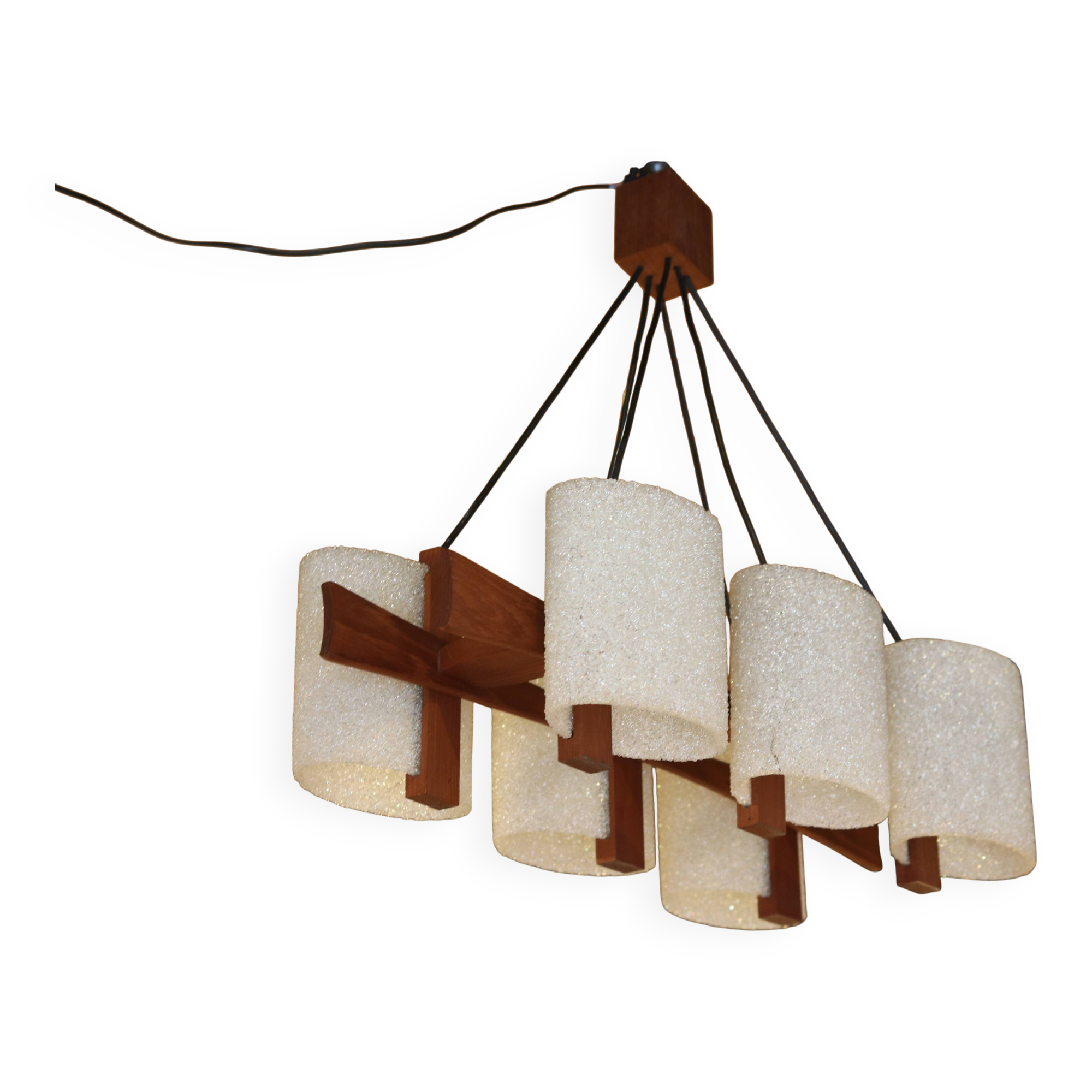 Teak & Perspex granite chandelier (60s)
