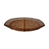 Serving dish with 2 pink glass compartments