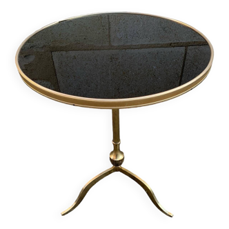 Vintage brass and glass pedestal table