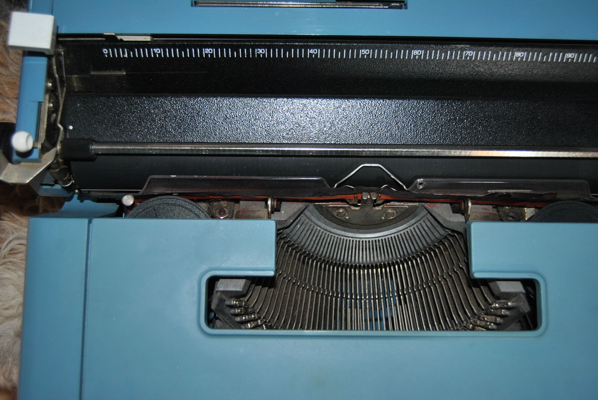 Blue typewriter Ollivetti Studiu 46 years 70