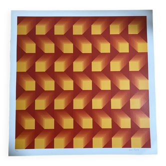 Sérigraphie sur papier - Jim Bird - Tribute to Vasarely