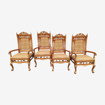 Series of 4 chairs in teak English colonies Ceylon circa 1960