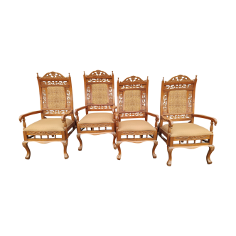 Series of 4 chairs in teak English colonies Ceylon circa 1960