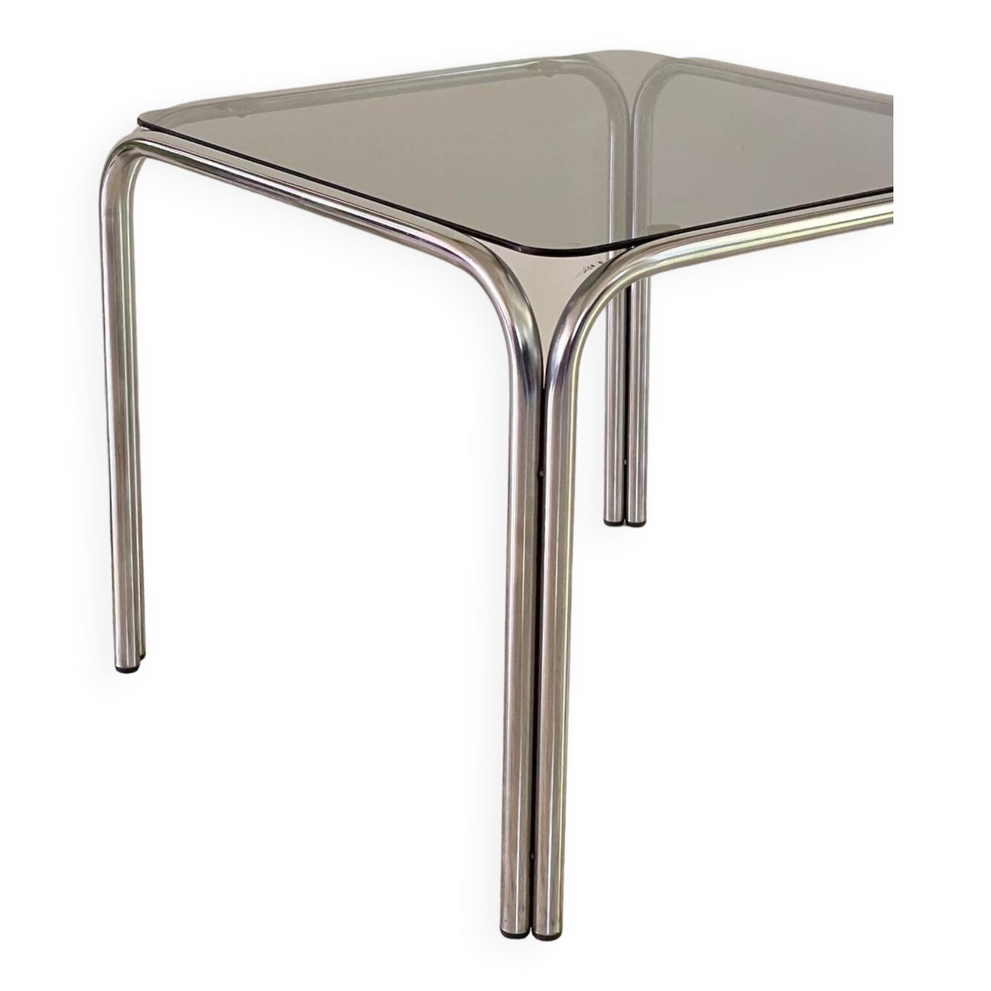 1970s coffee table glass and chrome steel