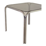1970s coffee table glass and chrome steel