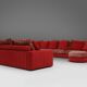 Modular Sofa in Red and Patterned Upholstery by Roche Bobois, France 1980s