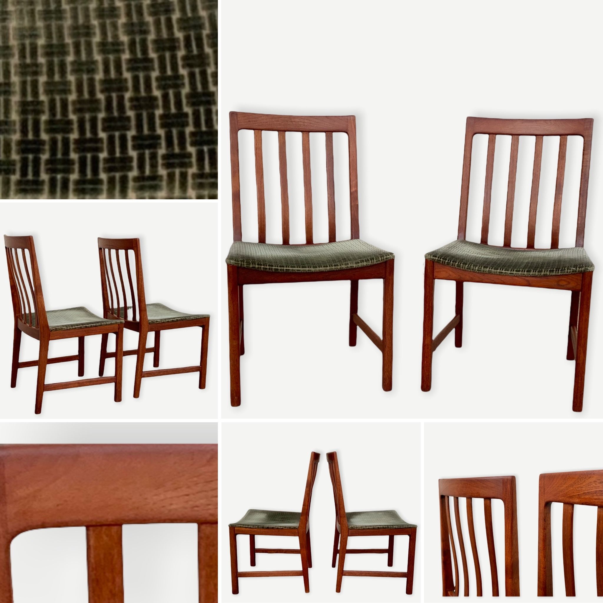 Pair of Scandinavian teak and velvet chairs from the 1960s.