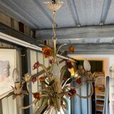 Flower painted metal chandelier