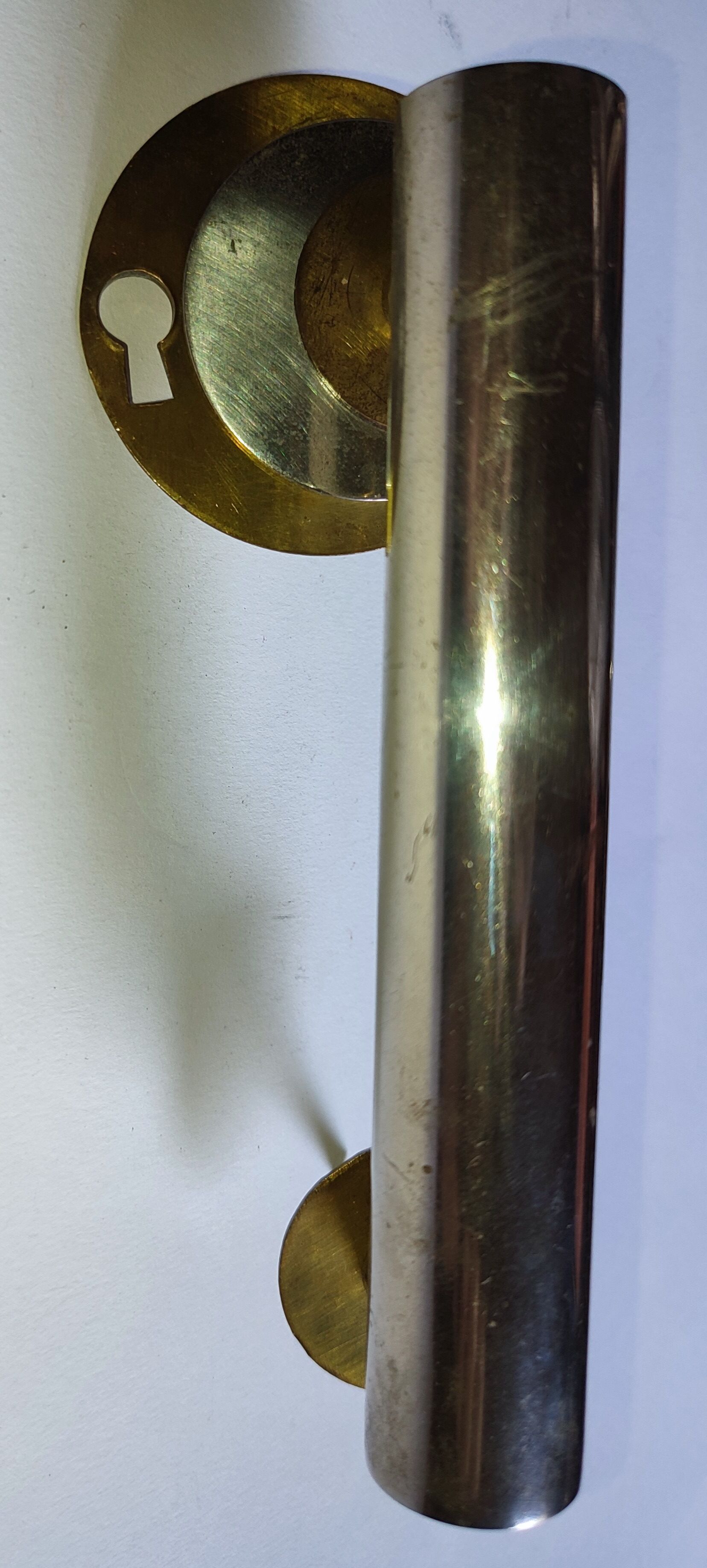 Pair of nickel-plated art deco furnishing handles