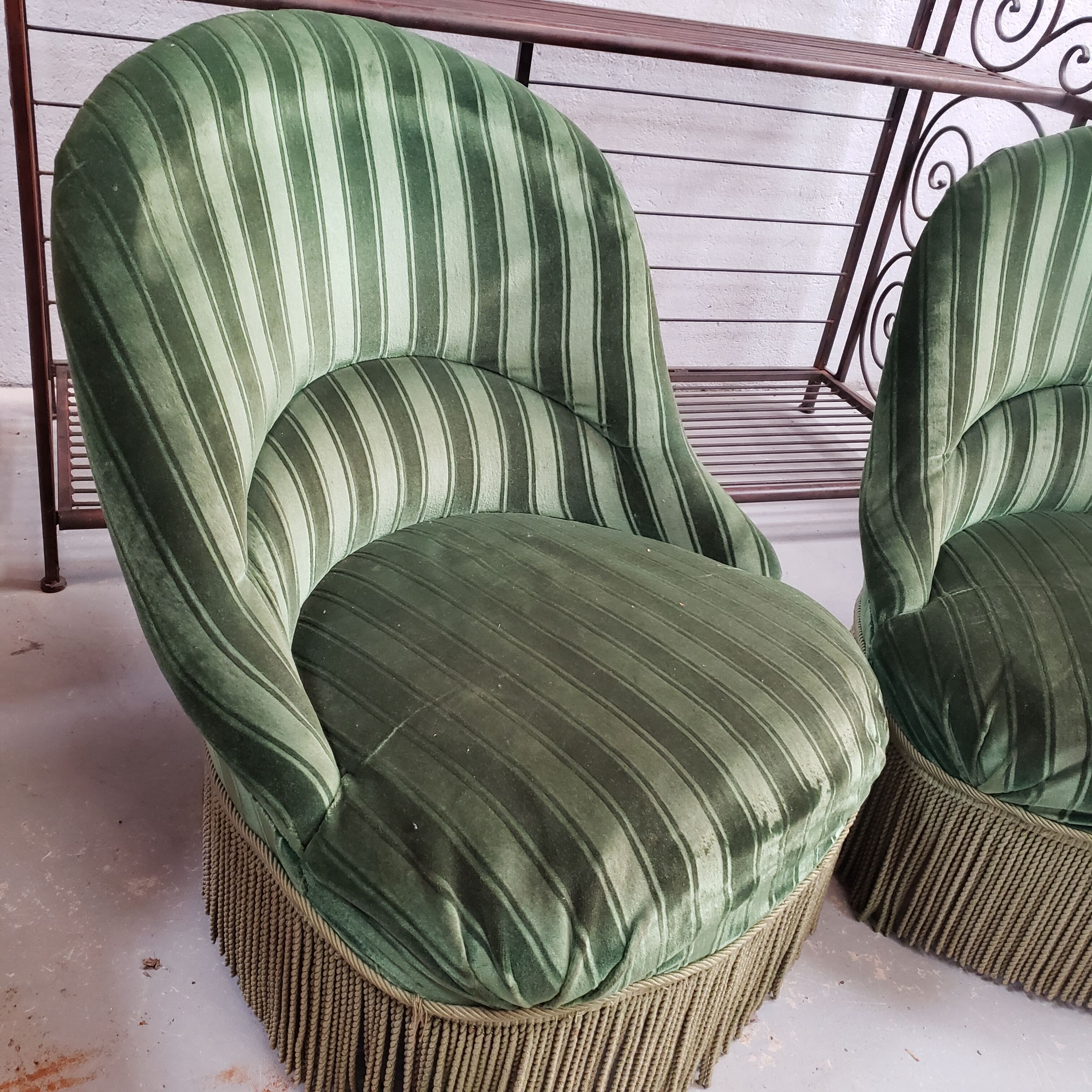 Pair of vintage toad armchairs 50s