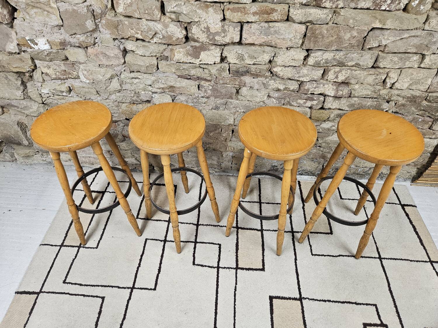 Set of 4 vintage bar stools 1970"
