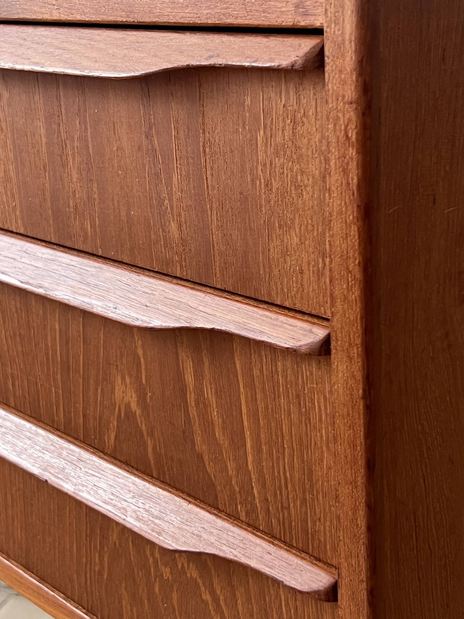 Danish vintage set of chest of drawers and mirror, teak, 1960s