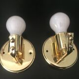 Paire d'appliques verre irisé  forme de coquillages support laiton  XXème siècle