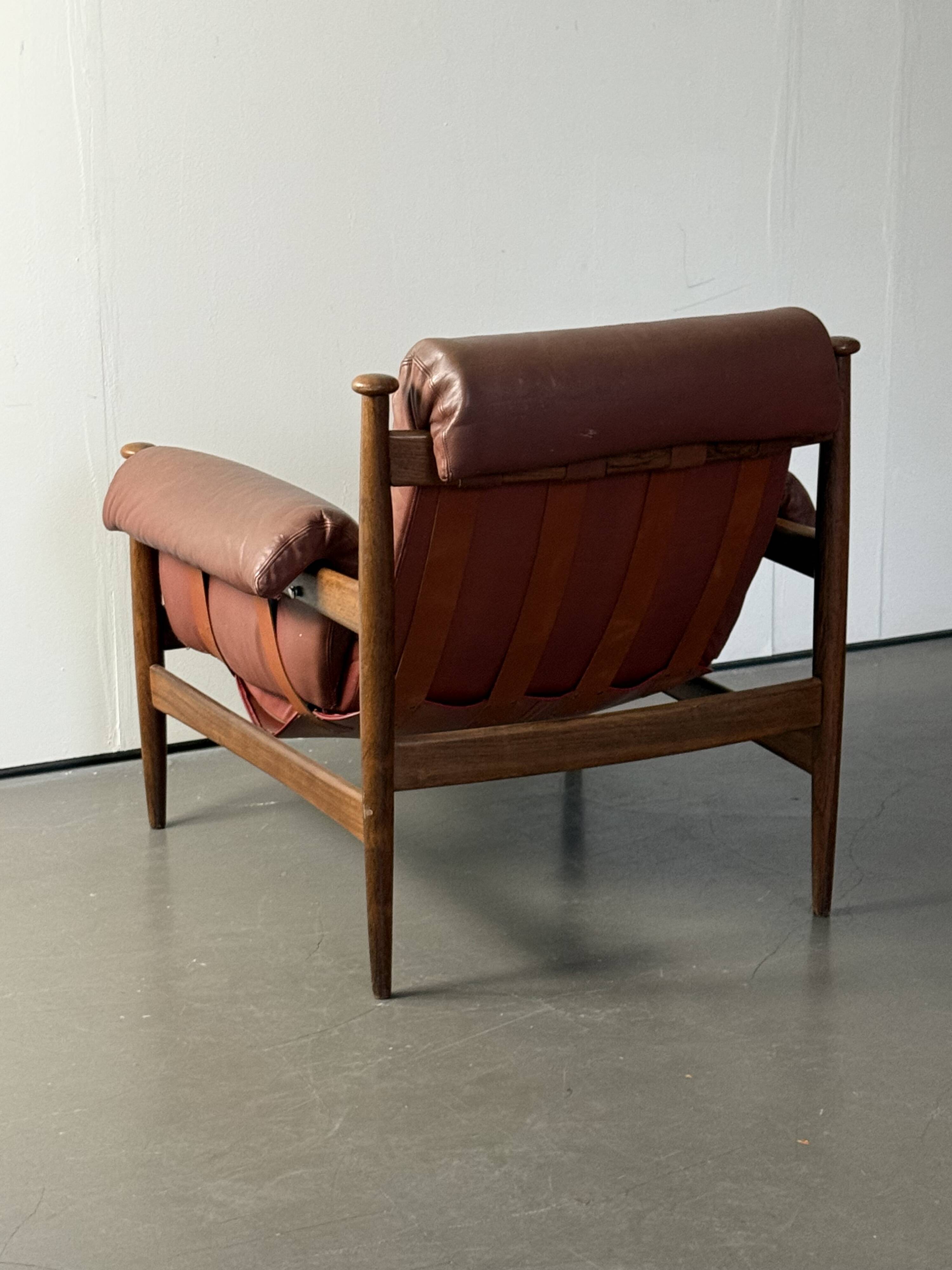 Admiral armchair by Eric Merthen, in leather and rosewood