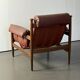 Fauteuil Amiral d'Eric Merthen, en cuir et palissandre