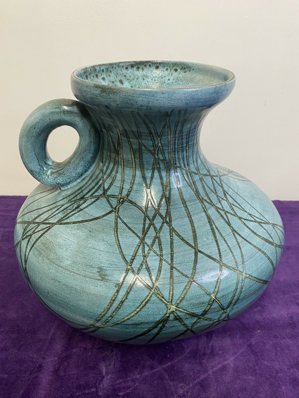 Vintage handle vase blue jeans Austruy Despinasse