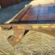 Coffee table elephant saddle in metal and copper wood