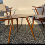 Scandinavian pair of armchairs and tripod table