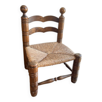 Straw/wood chair dlg by Clarles Dudouyt
