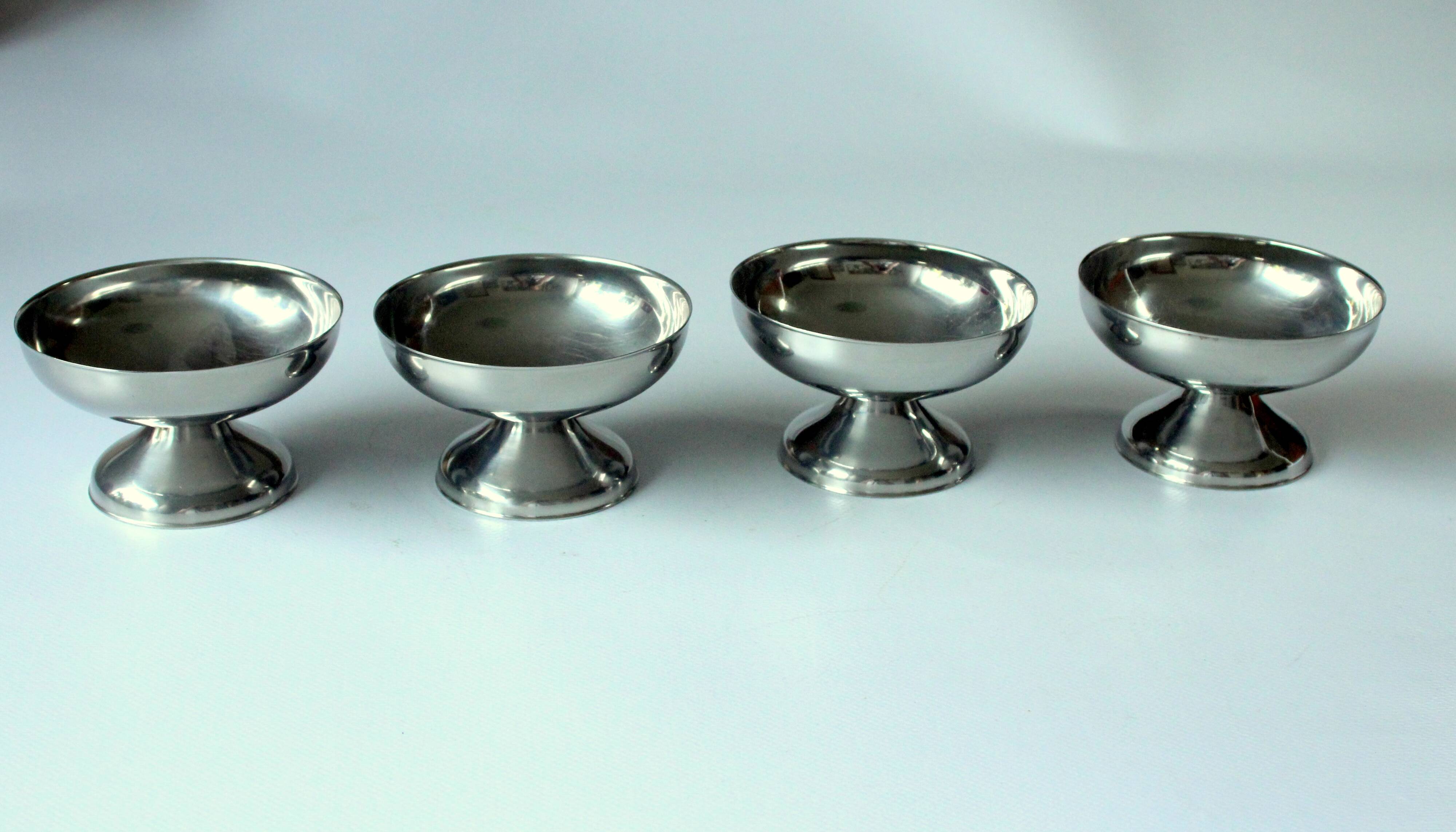 4 coupes à glace WMF/Tischfein - en acier inoxydable - Vintage