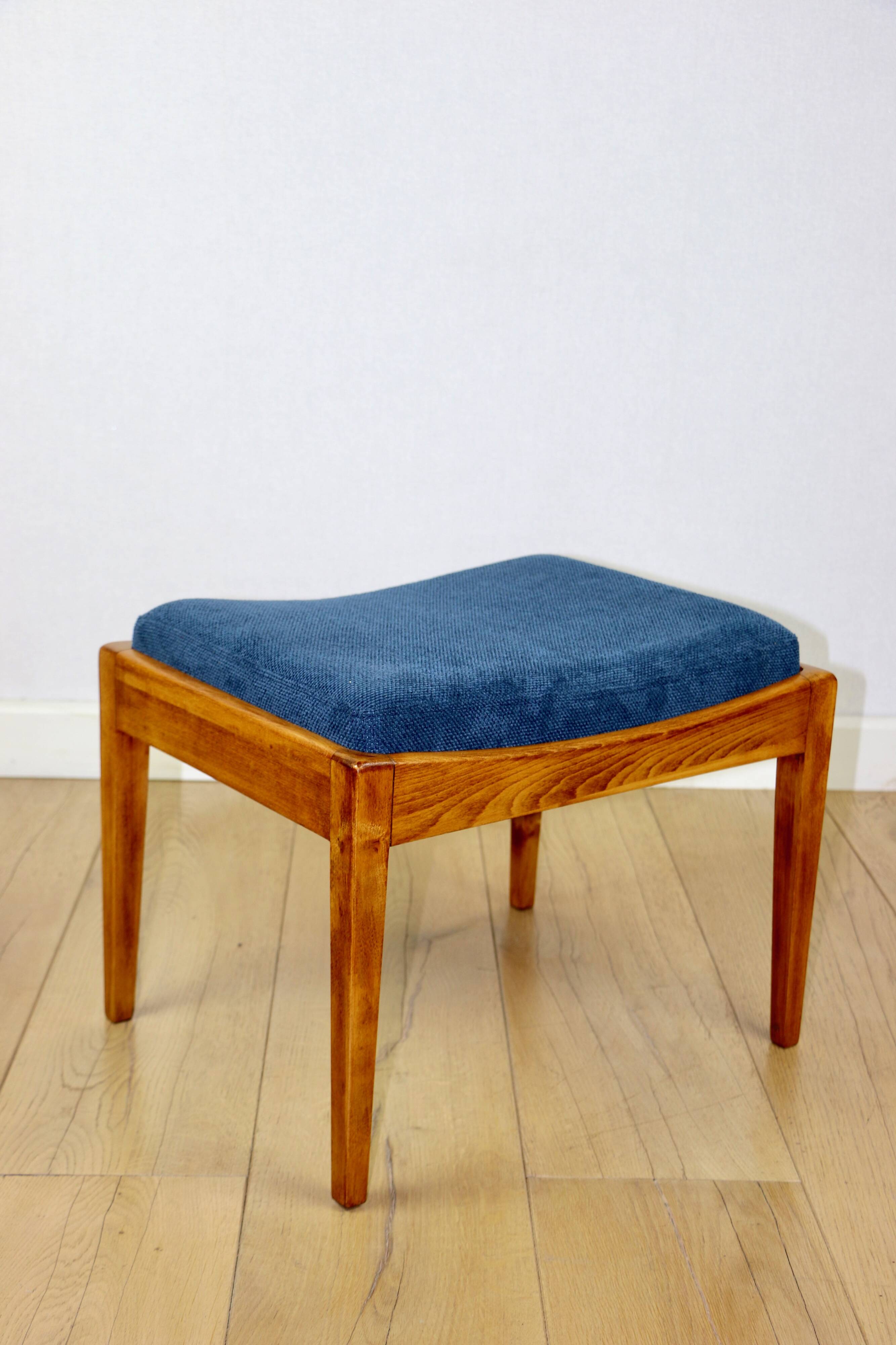 Stool seat navy blue structural fabric Art Deco - 2 pieces available