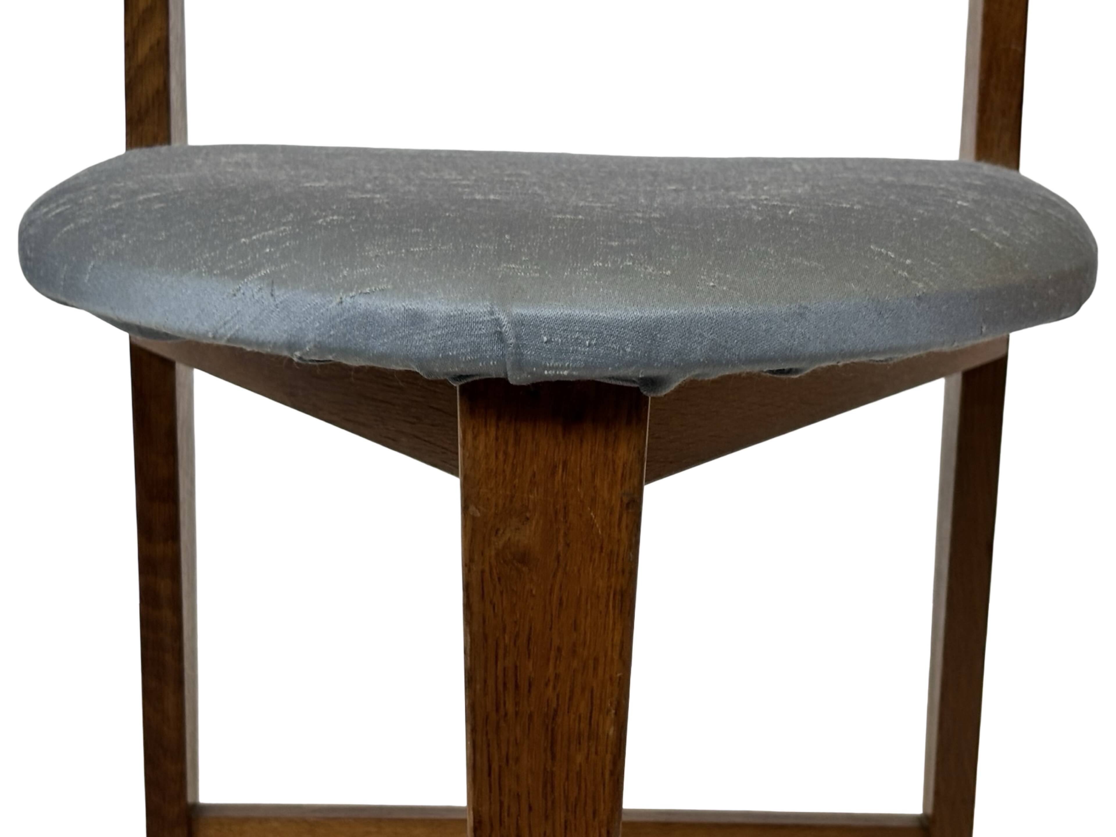 Vintage rare three-legged dining chair 1960s oak heart chair