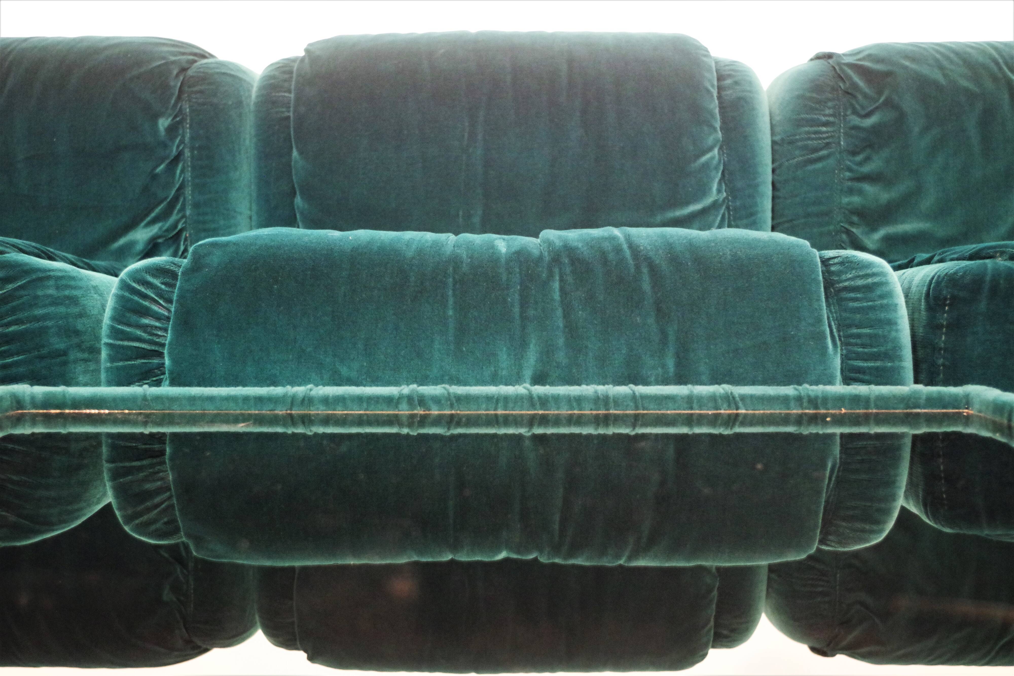 Fauteuils en Chenille de Seven Salotti, 1970s, Set de 5