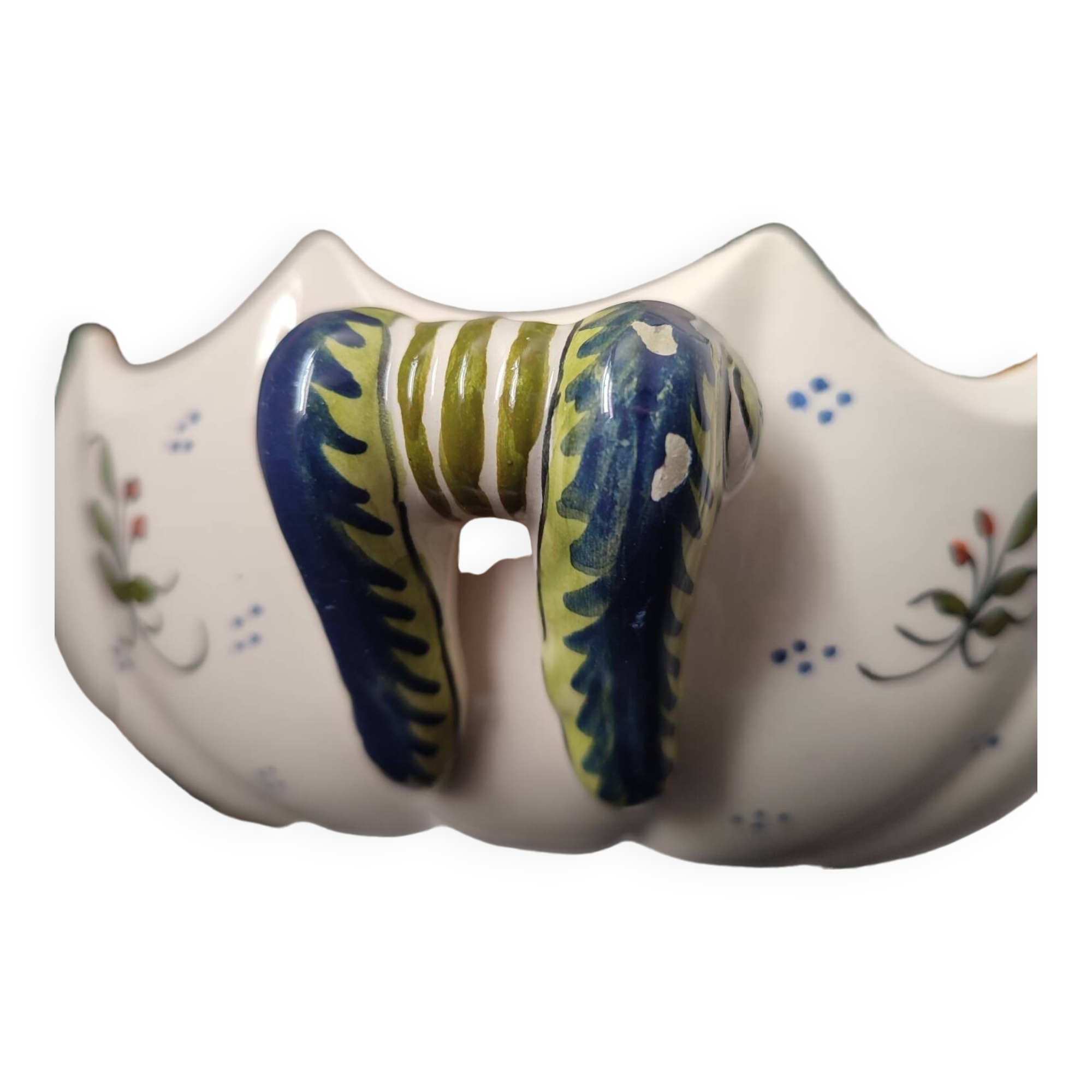 Old Rouen earthenware empty pocket cup