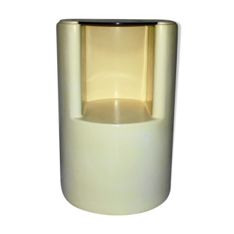 Cylindrical fiberglass bedside table from the 60s