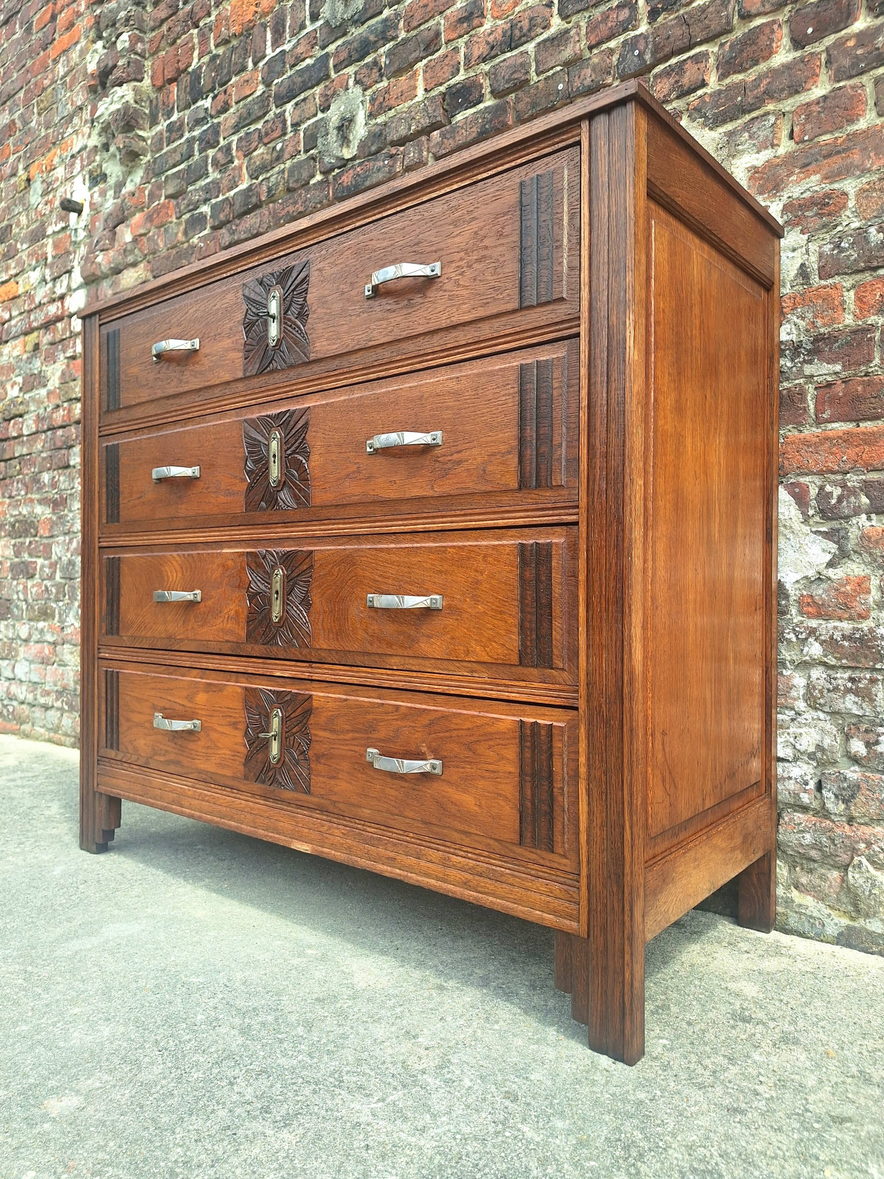Large Art Deco chest of drawers, vintage antique furniture.