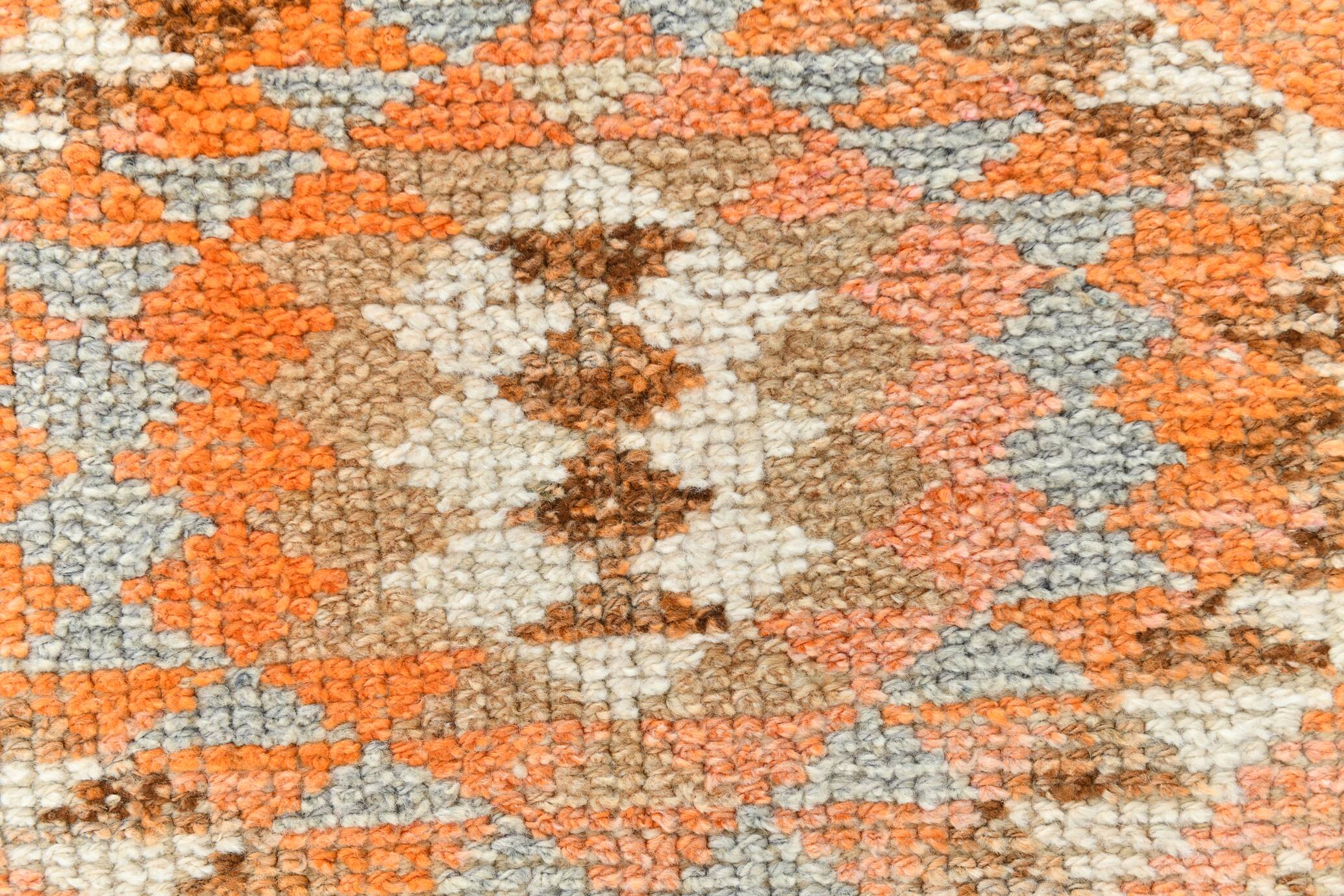 Orange & Beige Tribal Oushak Runner Rug, 88x362Cm
