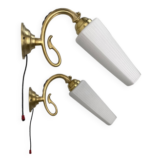 Pair of old vintage opaline sconces