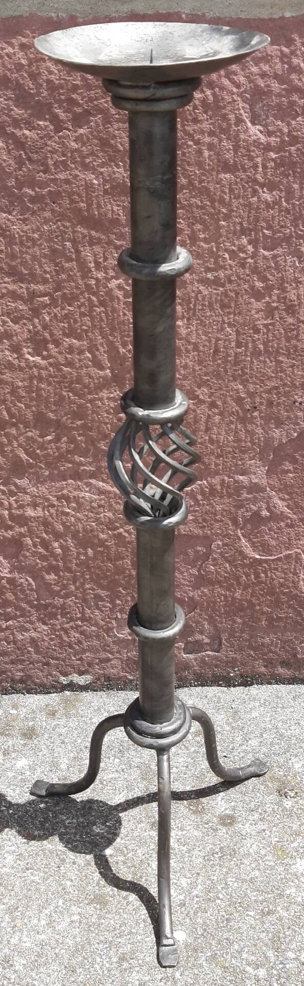 Candle holder or wrought iron candlestick (height 72 cm)
