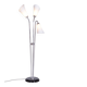 Czech Art Deco Floor Lamp in Chrome, Opal Glass and Lacquered Wood, 1930s