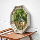 Vintage mirror, wooden mirror covered with tin, tin mirror from the 60s
