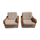 Paire de fauteuils vintage en bois et tissu