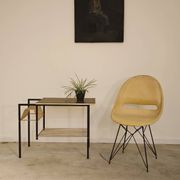 Vintage vinyl serving trolley in wood and gold metal