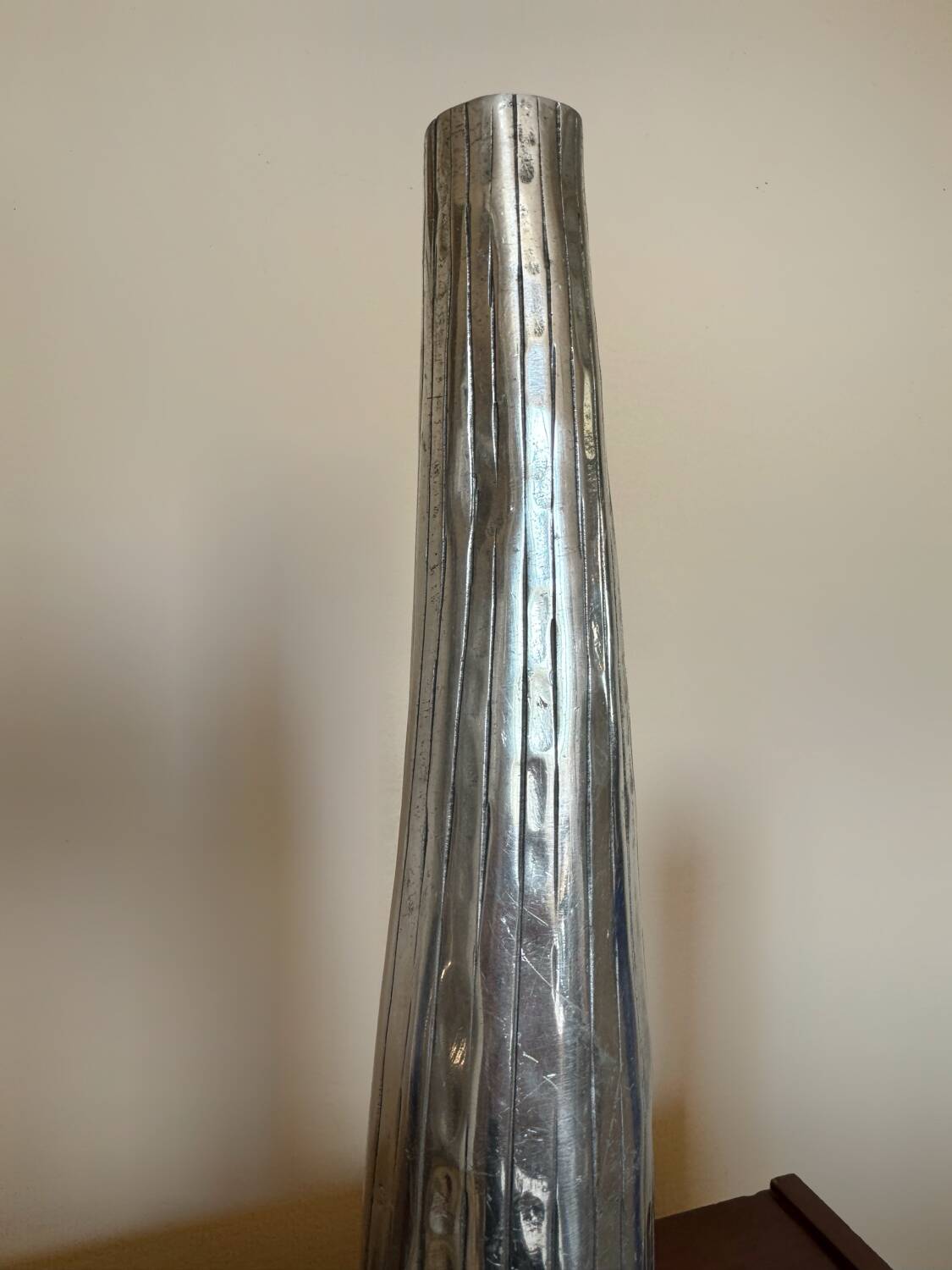 Vase soliflore aluminium chromé design italien années 70