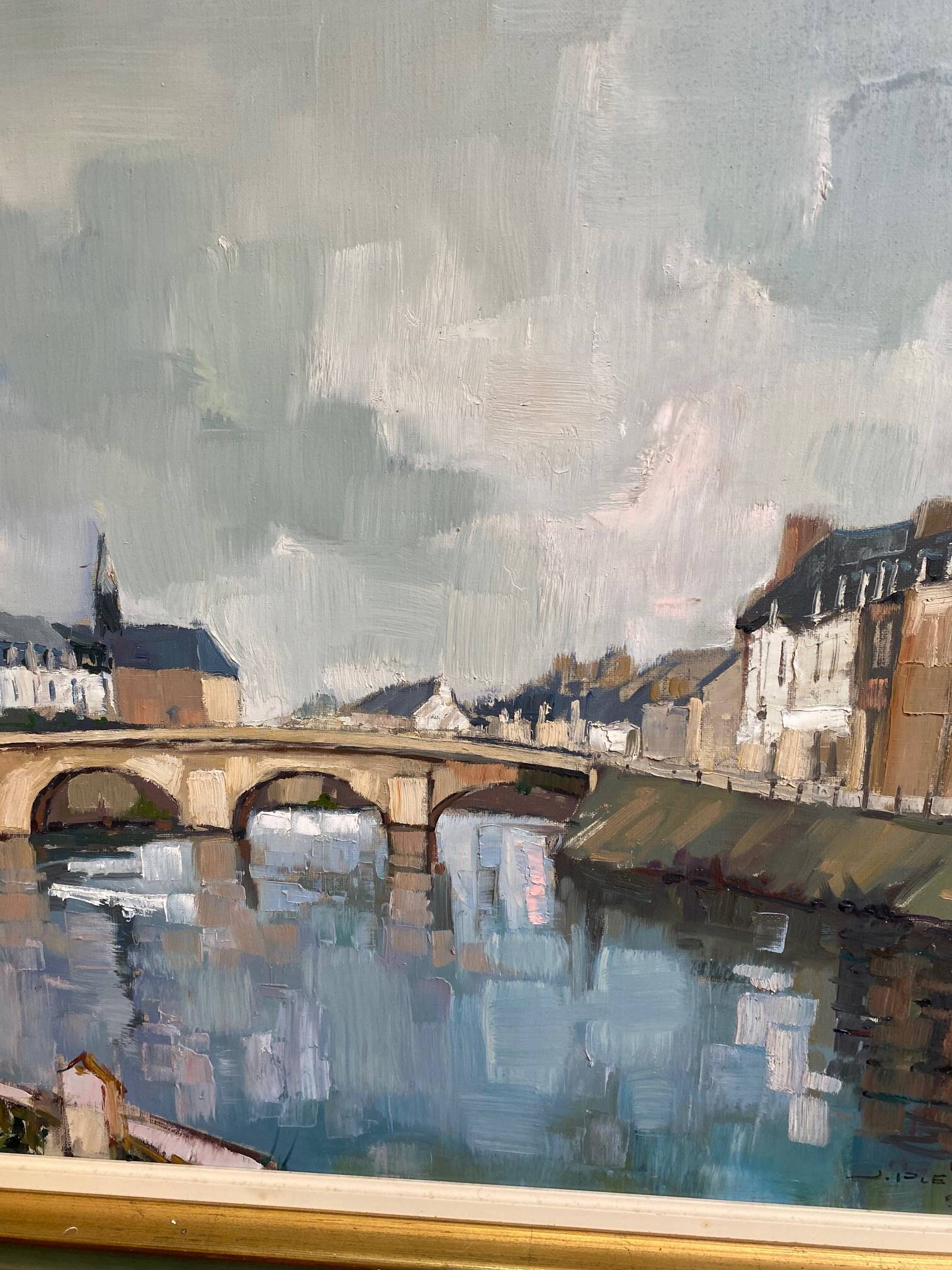 oil painting signed jp le bras painter of the navy port breton view from the p