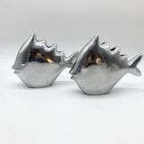 Pair of “Fish” vases / Cast aluminum – 1980s