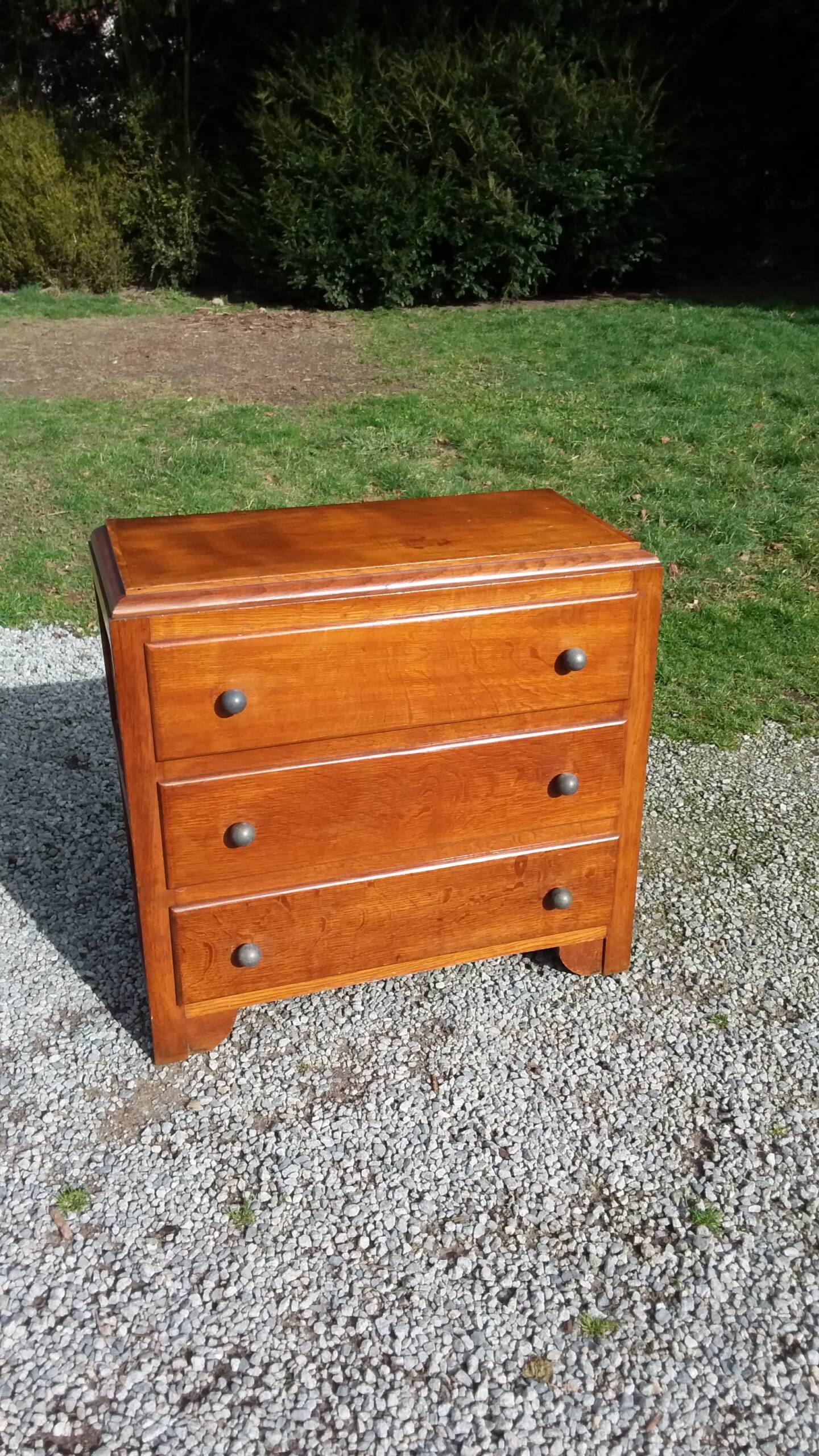 Vintage 3-drawer golden oak chest of drawers from the 50s
